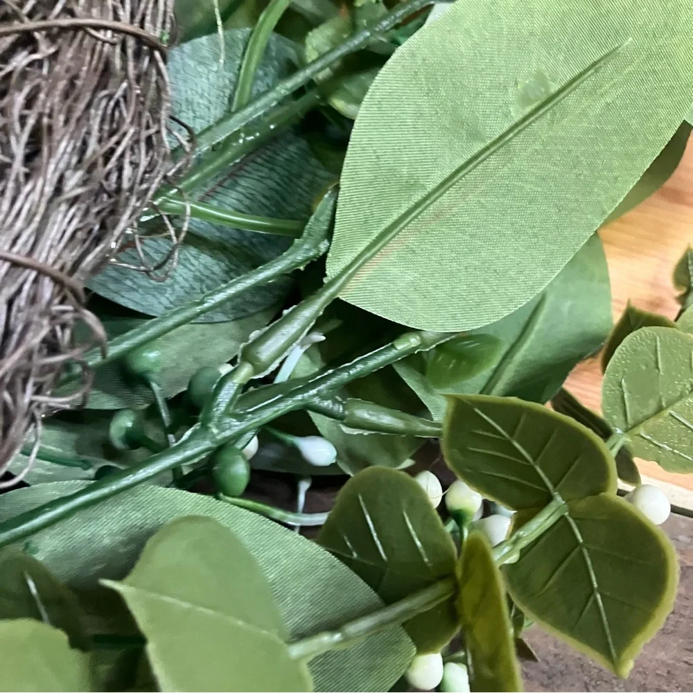 Faux Eucalyptus leaves and white berries wreath 20”